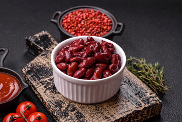 Delicious nutritious canned red beans, with salt and spices