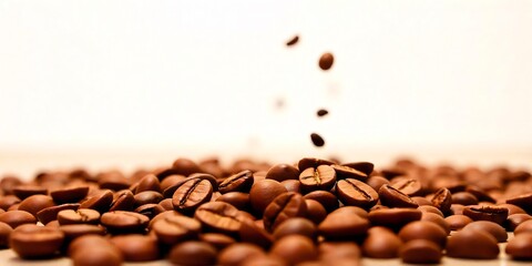 Obraz premium a pile of coffee beans with on a white background.