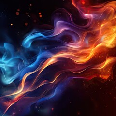 Obraz premium Swirling waves of blue and orange hues create a vibrant and dynamic abstract background.