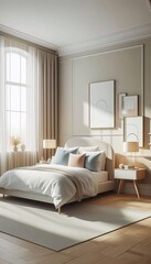 Obraz premium Modernes und einladendes Schlafzimmer im minimalistischen Design