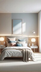 Modernes und einladendes Schlafzimmer im minimalistischen Design