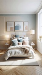 Modernes und einladendes Schlafzimmer im minimalistischen Design