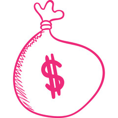 Dollar bag single line vector icon
