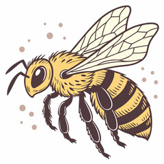 Professional Honeybee Vector EPS Illustration - Hand-Drawn Style - Yellow & Brown - High-Resolution.