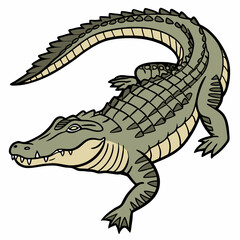 Green Crocodile Vector Illustration - EPS, Detailed, Wildlife.