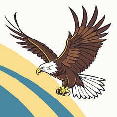 Bald Eagle Vector Illustration - EPS, Brown & White, Wildlife.