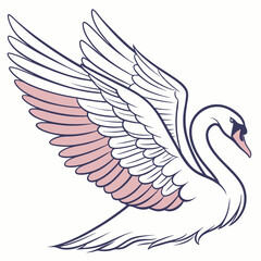 Elegant Pink & White Swan Vector Illustration - High-Res EPS for Logos & Invitations.