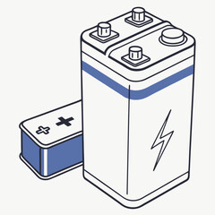 Professional Vector Battery Illustration - Double Cell, EPS.