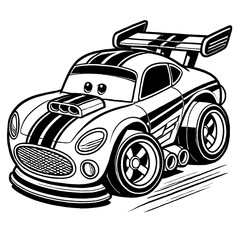Cartoon racing car coloring page for kids