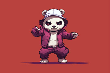 Cute Dabbing Panda Vector Icon - Cartoon Illustration of Playful Bear Character for Fun and Trendy Designs