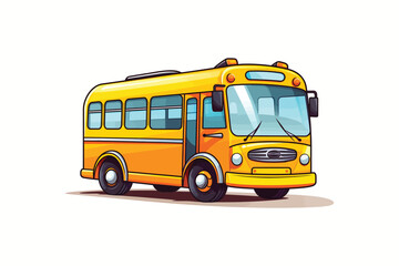 Cartoon Yellow School Bus Icon Vector Illustration for Education, Kids, Travel, and Academic Design