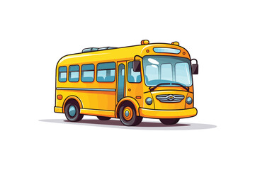 Cartoon Yellow School Bus Icon Vector Illustration for Education, Kids, Travel, and Academic Design