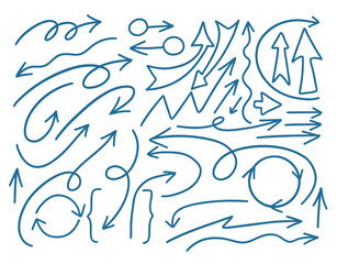 A set hand-drawn arrows in various styles and sizes, perfect for adding a dynamic touch to your designs