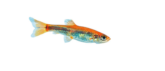 Fototapeta premium Colorful fish swimming in clear water. transparent background