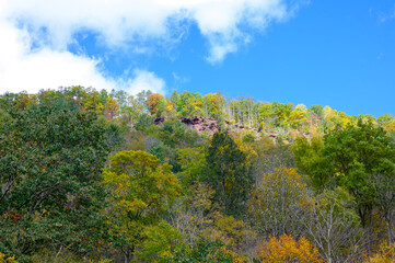The Barbour Rock in the Grand Canyon of Pennsylvania Viewed from Leonard Harrison State Park, in Watson Township, Pennsylvania.