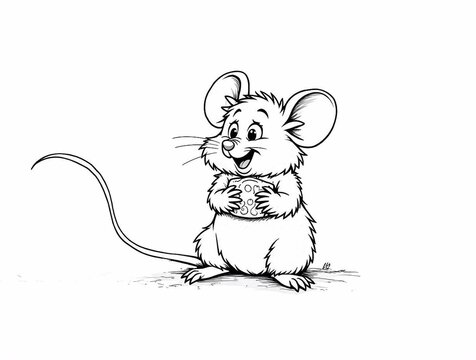 recommend clip art:  Mouse with cheese, cartoon coloring page, vector - generative AI