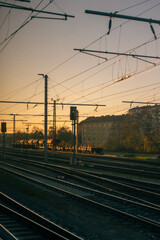 Railway train tracks train station