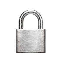 A metallic padlock with a smooth finish, symbolizing security and protection against unauthorized access. PNG on a transparent background.
