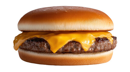 Delicious cheeseburger with juicy patty. transparent background