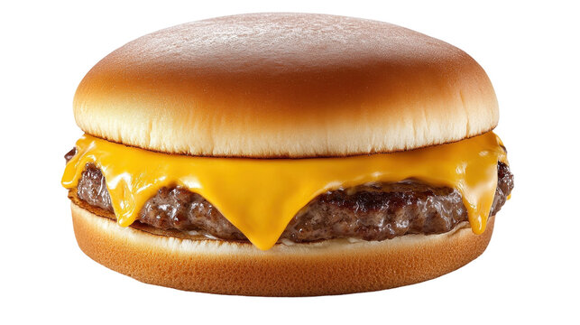Delicious cheeseburger with melted cheese. transparent background