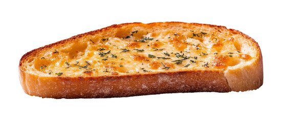 Delicious garlic bread slice with herbs. transparent background