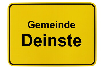 Illustration eines Ortsschildes der Gemeinde Deinste in Niedersachsen