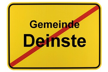 Illustration eines Ortsschildes der Gemeinde Deinste in Niedersachsen
