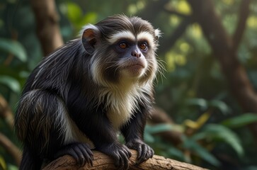 Fototapeta premium An adorable photo of a monkey from Amazon! Life in the tropical jungle. Amazing nature and wildlife.