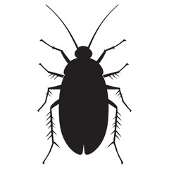 Cockroach Silhouette Vector Illustration, Black Cockroach Silhouette Icon Set, Creepy Cockroach Silhouette on White Background.