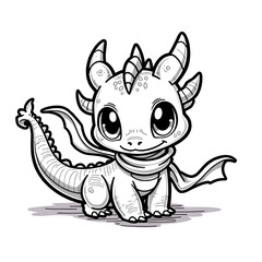 Fototapeta premium Cute Baby Dragon with Big Eyes