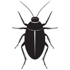 Cockroach Silhouette Vector Illustration, Black Cockroach Silhouette Icon Set, Creepy Cockroach Silhouette on White Background.
