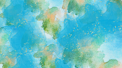Blue green gold abstract luxury background