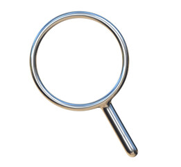 Silver magnifying glass icon isolated on png transparent background.