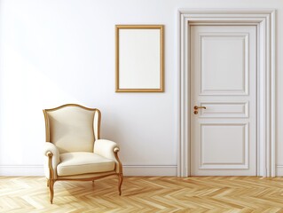 Artistic home setup mockup with framed greenery and rustic details