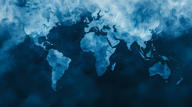 Indigo smoke over celestial equators and ecliptic planes, minimalist mapping. Ecliptic. Illustration