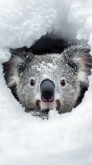 Obraz premium Adorable Koala in Snowy Hideaway Winter Wildlife