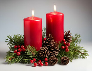 christmas decoration with candle and holly