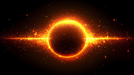 Obraz premium Bright and fiery sun in the cosmos, surrounded by glowing particles and stars, symbolizing energy and warmth. Ecliptic. Illustration