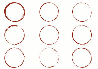 Grunge vector circles. Brush strokes set, hand drawn, vector isolated.