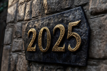 Antique number "2025" on a wall