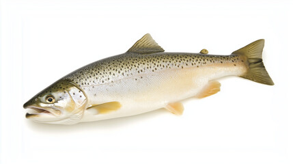 Fototapeta premium Whole fresh fish isolated on white, Fresh trout fish for seafood preparation, Raw fish ready for cooking