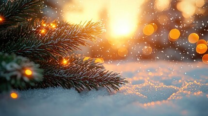 Fototapeta premium Enchanting Frosty Winter Forest | Snowy Trees and Blurred Winter Wonderland Background