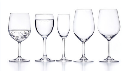 "Isolated on White: Empty, Half-Full, and Full Water Glasses"

