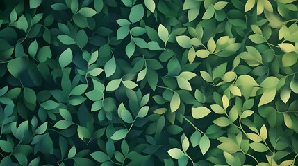 A seamless green gradient backdrop with dark green hues, featuring intricate green leaves softly framing the sides,