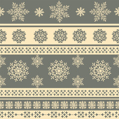 Christmas seamless ornamental pattern on grey background
