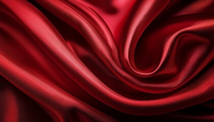 Luxurious red satin fabric with deep folds and rich texture.