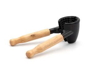 Nutcracker with wooden handles on white background