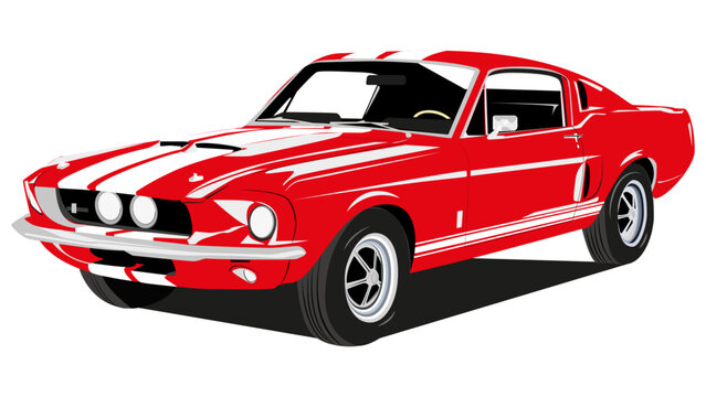 Classic Red Sports Car with Retro Style. classic car vector. Vintage classic car red.