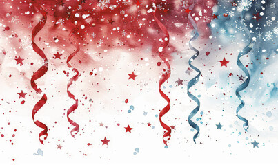 Christmas greetings banner with swirl ribbons and stars on black colour background Digital illustration, white background, watercolor style