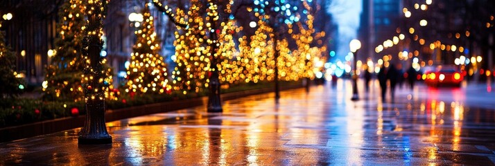 Obraz premium city decorated for christmas holiday 